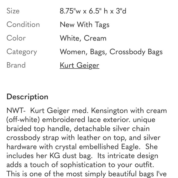 Kurt Geiger Kensington Cream Floral Bag NWT - Picture 8 of 8